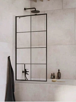 Стеклянная шторка для ванны RADAWAY Idea Black PNJ Factory 90 см стекло прозрачное 10001090-54-55