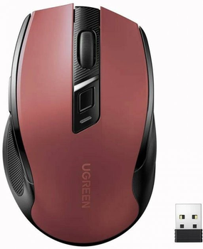 Беспроводная мышь UGREEN MU006 Ergonomic 2.4G Wireless Mouse Red (15065)