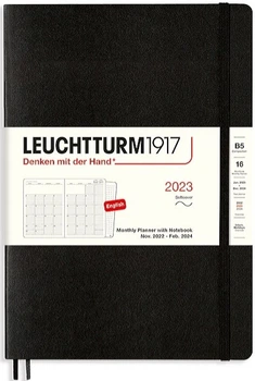 Щомісячник Leuchtturm1917 на 16 місяців 2022 - 2024 року В5 17,8 х 25,4 см м'який чорний