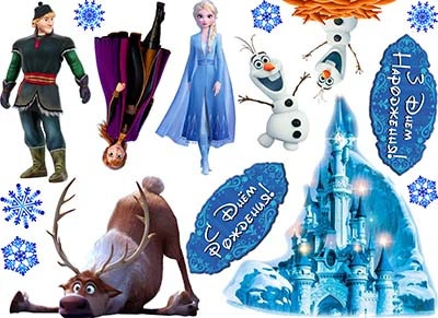 Вафельная картинка Холодное сердце (Frozen) Эльза и Анна, Олаф А4 (vk1070)