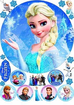 Вафельная картинка Холодное сердце (Frozen) Эльза и Анна, Олаф А4 (vk0668)