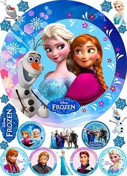 Вафельная картинка Холодное сердце (Frozen) Эльза и Анна, Олаф А4 (vk0862)