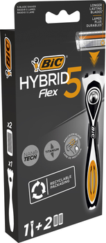 Станок для бритья Bic Flex 5 Hibrid мужской с 2 сменными картриджами 1 шт (3086123644922)