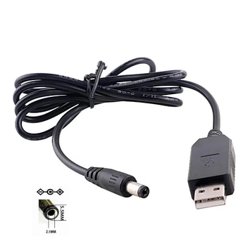 Кабель питания от повербанка - переходник повышающий с USB 5V на 12V DC 5.5 × 2.1 мм