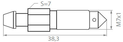 Штуцер прокачки тормозов М7X1 мм длиной 38,3 мм (С0087)