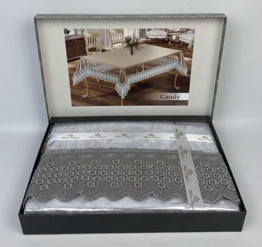 Силиконовая скатерть с кружевом Maison Royale 160х220 Candy Silver