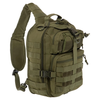 Рюкзак тактический патрульный однолямочный Military Rangers ZK-9115 размер 35х25х14см 12л цвет Оливковый