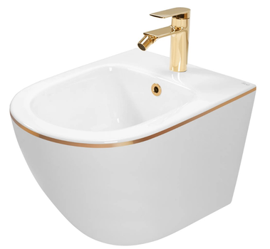 Подвесное биде REA CARLO MINI WHITE GOLD EDGE