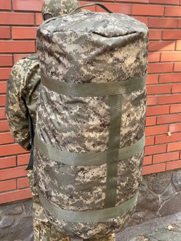 Сумка рюкзак баул зелений піксель 130 літрів 80*42 см армійський баул ЗСУ, військовий тактичний баул