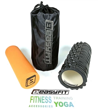 Массажный ролик EasyFit PRO Active 33 см двойной (валик + роллер-цилиндр для МФР и йоги, массажер для спины, ног, рук, шеи) EF-2025