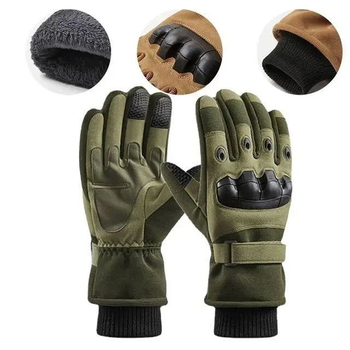 Тактичні зимові рукавички M хакі штурмові