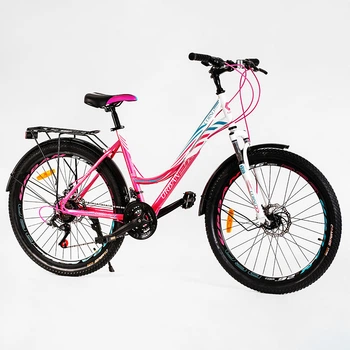 Велосипед Corso 26" «Urban» 21 скорость, с багажником. Pink and turquoise (116251)
