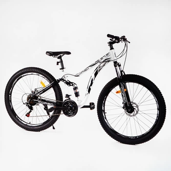 Велосипед полуфэтбайк 27.5" Corso «R1» 21 скорость, стальная рама с амортизатором. White (115675)