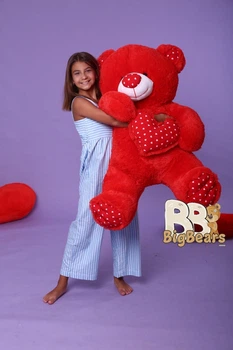 Плюшевый мишка с сердцем BigBears 100 см. Красный