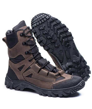 Берці демісезонні черевики тактичні чоловічі, натуральна шкіра та кордура, розмір 42, Bounce ar. ML-0742, колір коричневий