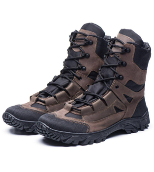 Берцы демисезонные ботинки тактические мужские, натуральна кожа и кордура, размер 44, Bounce ar. ML-0744, цвет коричневый