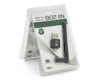 Бездротовий мережевий адаптер з антеною 2DBI Wi-Fi-USB Merlion LV-UW02RK-2DB, 802.11bgn, 150MB, 2.4 GHz, WIN7 - XP - Vista - 2K