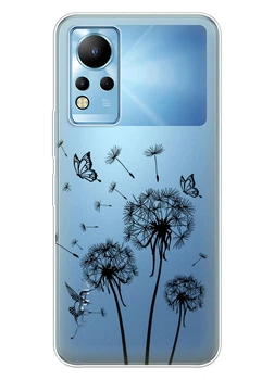 Прозрачный силиконовый чехол iSwag для Infinix Note 12 с рисунком - Одуванчики (ISINN1251)