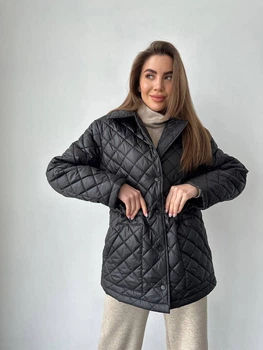 Стеганая женская куртка на кнопках K&ML 38 XS - S (42 - 44) Черный ( 38 - 01)