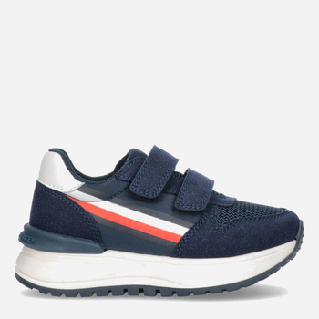 Buty sportowe chłopięce na rzepy Tommy Hilfiger Stripes Low Cut Velcro Sneakers T1B9-32882-1587X007 28 Granatowe (8052578179048)