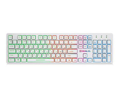 Клавиатура REAL-EL Comfort 7070 Backlit USB белая с подсветкой