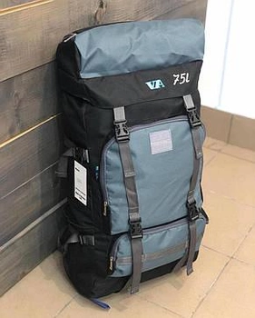 Рюкзак тактический универсальный 75 литров, военный водоотталкивающий из плотной тактической ткани черно-синий (LQ35009)