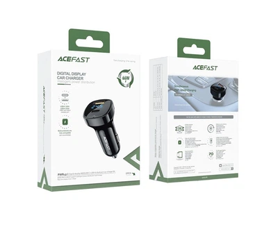 Автомобильный зарядный Acefast Model: B4 USB-C 60W Max GaN Gharger USB-A 3A С дисплеем