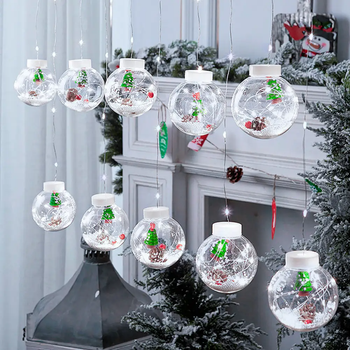 Светодиодная гирлянда-штора прозрачные шары Подарок 10 шт Magnetic W1-3 метра и 200 LED, свет ламп-белый