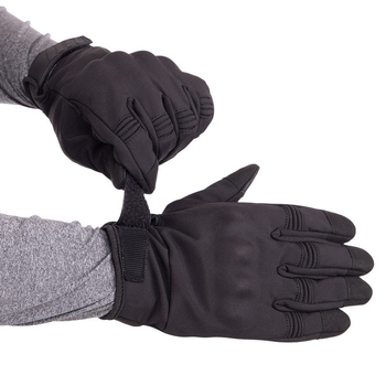 Тактические перчатки с закрытыми пальцами на флисе Черные размер L(BC-9878-1)