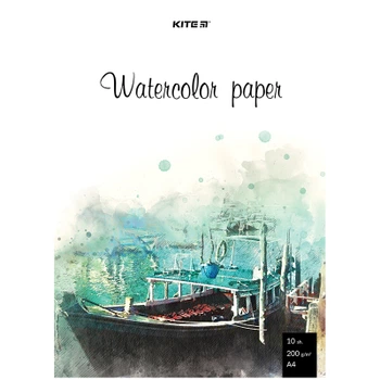 Бумага для рисования Kite для акварели А4, 10 листов, 200г/м2 (K23-267)