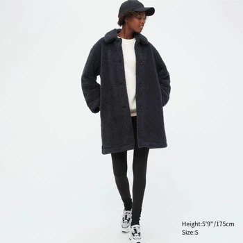 Плюшеве пальто Uniqlo Teddy на флісі 1159775543 (Сірий, S)