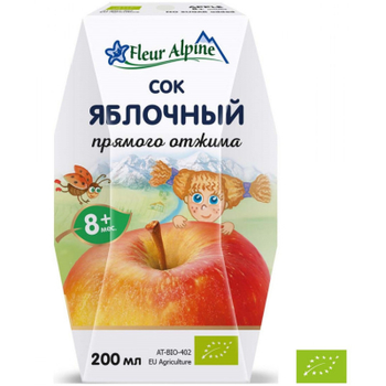 Сік дитячий Fleur Alpine Яблучний прямого віджиму з 8 місяців 200 мл. (9002711027629)