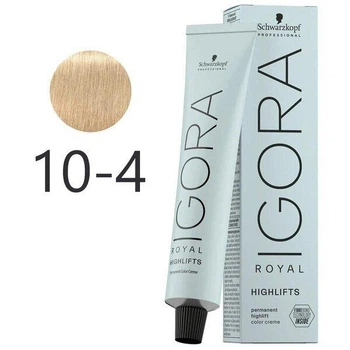 Краска для волос Schwarzkopf Igora Royal Highlift С технологией Fibre Bond 10-4 Ультра блондин бежевый&nbsp;60 мл