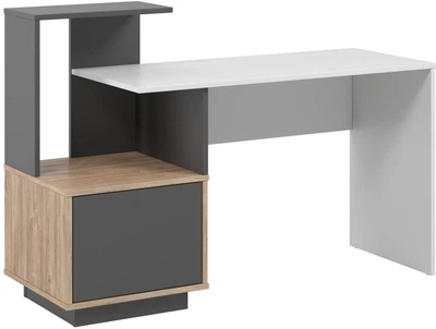 Письмовий стіл Mesa Кріспер 140х52x96 см лівий Графіт/Дуб Канзас/Білий (MC-320.1)