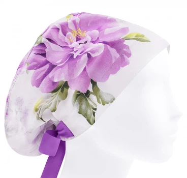 Медицинская шапочка женская HeadwearUniverse универсальная принт Цветы пионы