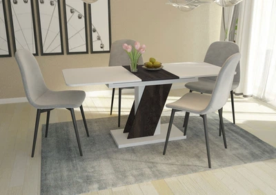 Стол обеденный раскладной Fusion furniture Карло Белый/Угольный камень (10000178)