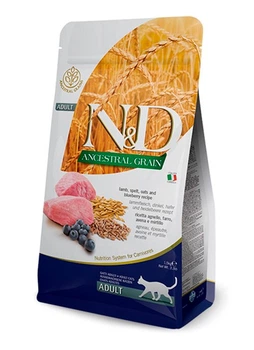 Низькозерновий сухий корм Farmina N&D Low Grain Cat Lamb & Blueberry Adult з ягням та чорницею для дорослих котів, 1.5 кг