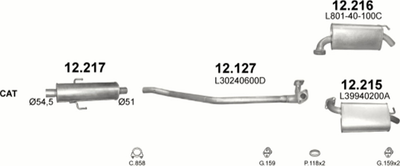 Глушник задній POLMO (12.216) - (Mazda 6 2.0i-16V 03/05-09/07 , 2.3-16V 03/05-09/07) (Polmo-12.216)