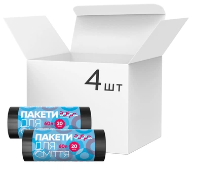 Упаковка пакетів для сміття Добра Господарочка 60 л 4 рулони по 20 шт. Чорних (4820086521710)