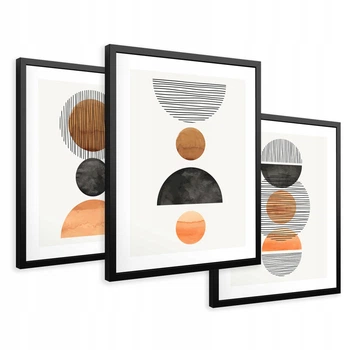 Модульна картина 3в1, Геометричні кола Printedwall, сучасний живопис, 43 х 99 см (0035)