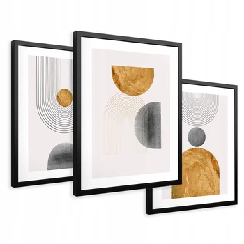 Модульна картина 3в1, Gold geometric Printedwall, сучасний живопис, 43 х 99 см (0148)