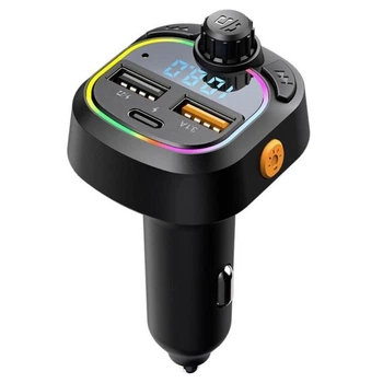 FM модулятор Трансмиттер C28 RGB LED 7color USB-C Bluetooth