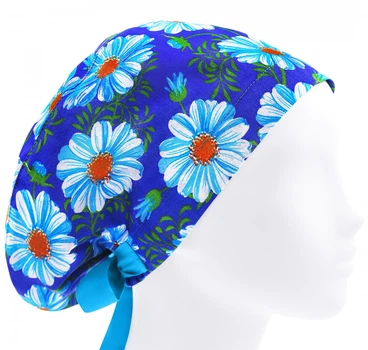 Медицинская шапочка женская HeadwearUniverse универсальная принт Ромашки крупные