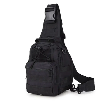 Тактична сумка на плече чоловіча однолямкова для спорту туризму риболовлі полювання на 6 л 28х18х13 см (474188-Prob) Чорна