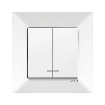 Вимикач 2-клавішний VIKO Meridian з підсвіткою білий (90970050-WH)