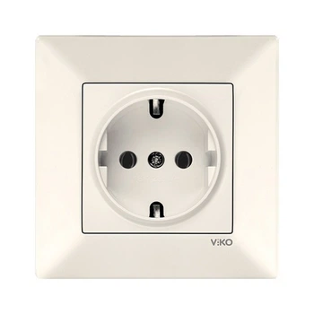 Розетка 1-я с заземлением VIKO Meridian кремовая (90970208-WH)