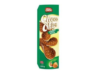Шоколадные Чипсы с орехом Mister Choc Choco Crisp Nuts с ореховой крошкой 125g
