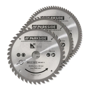 Диск пильный PARKSIDE Circular Saw Blade Set 210 x 30 - 40T, 60T, 80T 3 шт (PSH 3 A1)