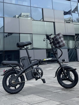 Электровелосипед складной ASKMY U14 14" 48V 500W с дополнительным сиденьем и корзиной