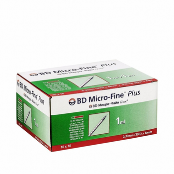 Шприц інсуліновий 1 мл U-40 BD Micro-Fine Plus 30G (0.30 x 8.0 мм)
